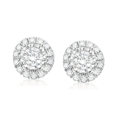9ct White Gold Round Brilliant Cut with 1/4 CARAT tw of Diamonds Stud Earrings
