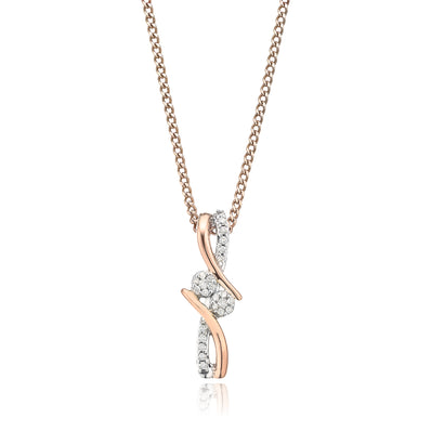 Tango 9ct Rose & White Gold Round Brilliant Cut with 0.12 CARAT tw of Diamond Pendant