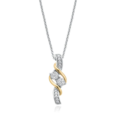 Tango Sterling Silver & 9ct Yellow Gold Round Brilliant Cut with 0.12 CARAT tw of  Diamond Pendant