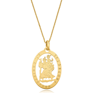 9ct Yellow Gold & Silver-filled Saint Christopher Pendant