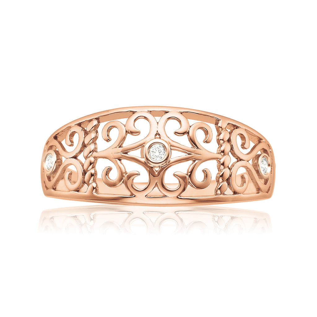 9ct Rose Gold & Diamond Set Celtic Ring