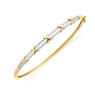 9ct Yellow Gold Round Brilliant Cut with 1/2 CARAT tw of Diamonds Bangle