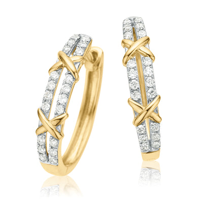 9ct Yellow Gold Round Brilliant Cut with 1/4 CARAT tw of Diamonds Huggie Earrings