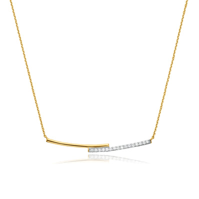 9ct Yellow Gold Round Brilliant Cut with 0.08 CARAT tw of  Diamond Necklace