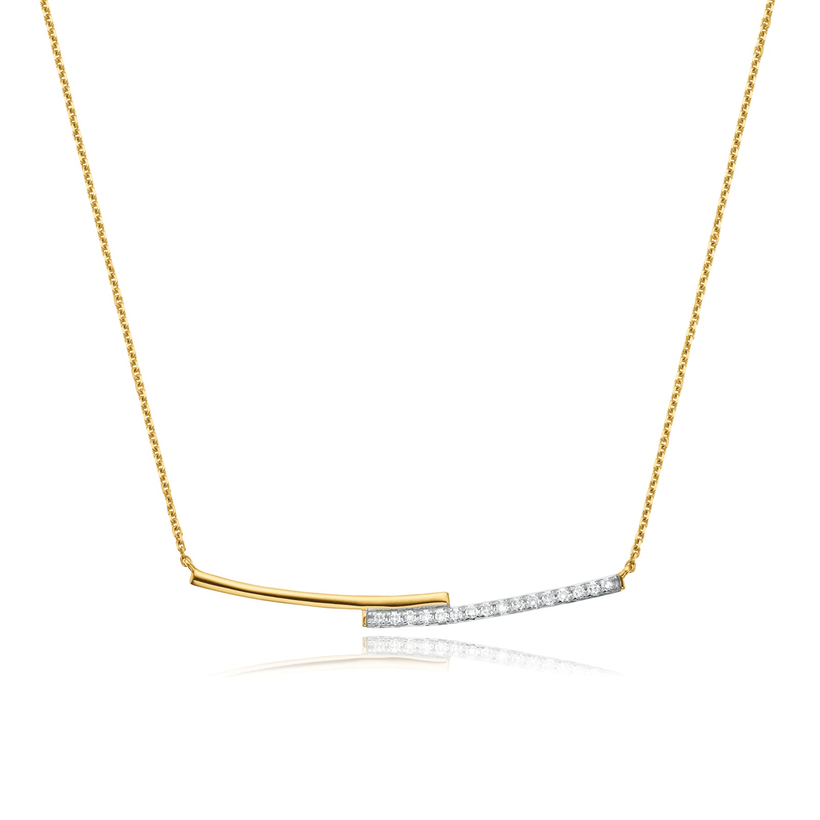 9ct Yellow Gold Round Brilliant Cut with 0.08 CARAT tw of  Diamond Necklace