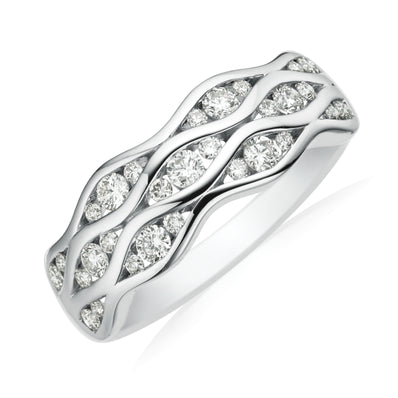 9ct White Gold Round Brilliant Cut with 1/2 CARAT tw of Diamonds Ring