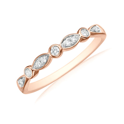 9ct Rose Gold Round Brilliant Cut with 0.15 CARAT tw of Diamonds Ring