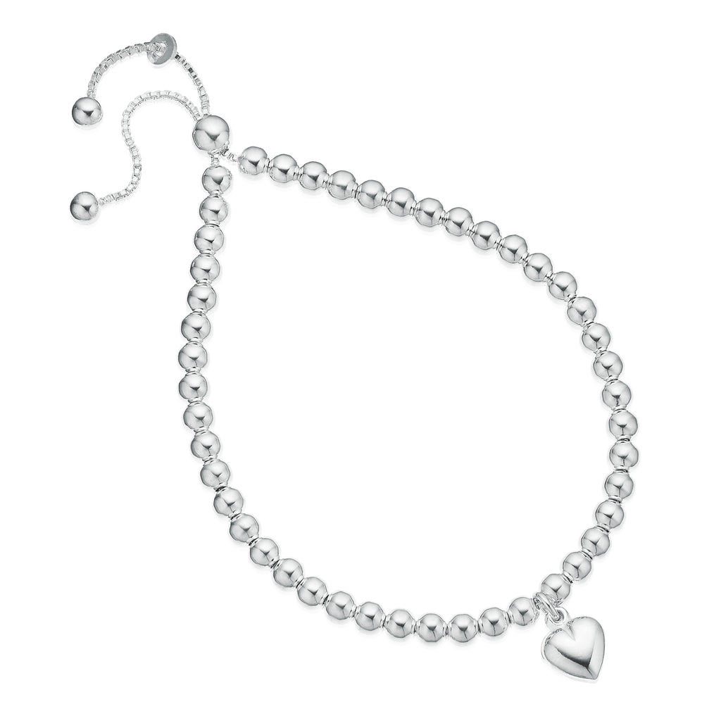Sterling Silver 19cm Adjustable Bracelet with Heart Charm
