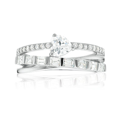 Sterling Silver Cubic Zirconia Multi-Row Ring