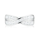 Sterling Silver Cubic Zirconia Cross Over Ring