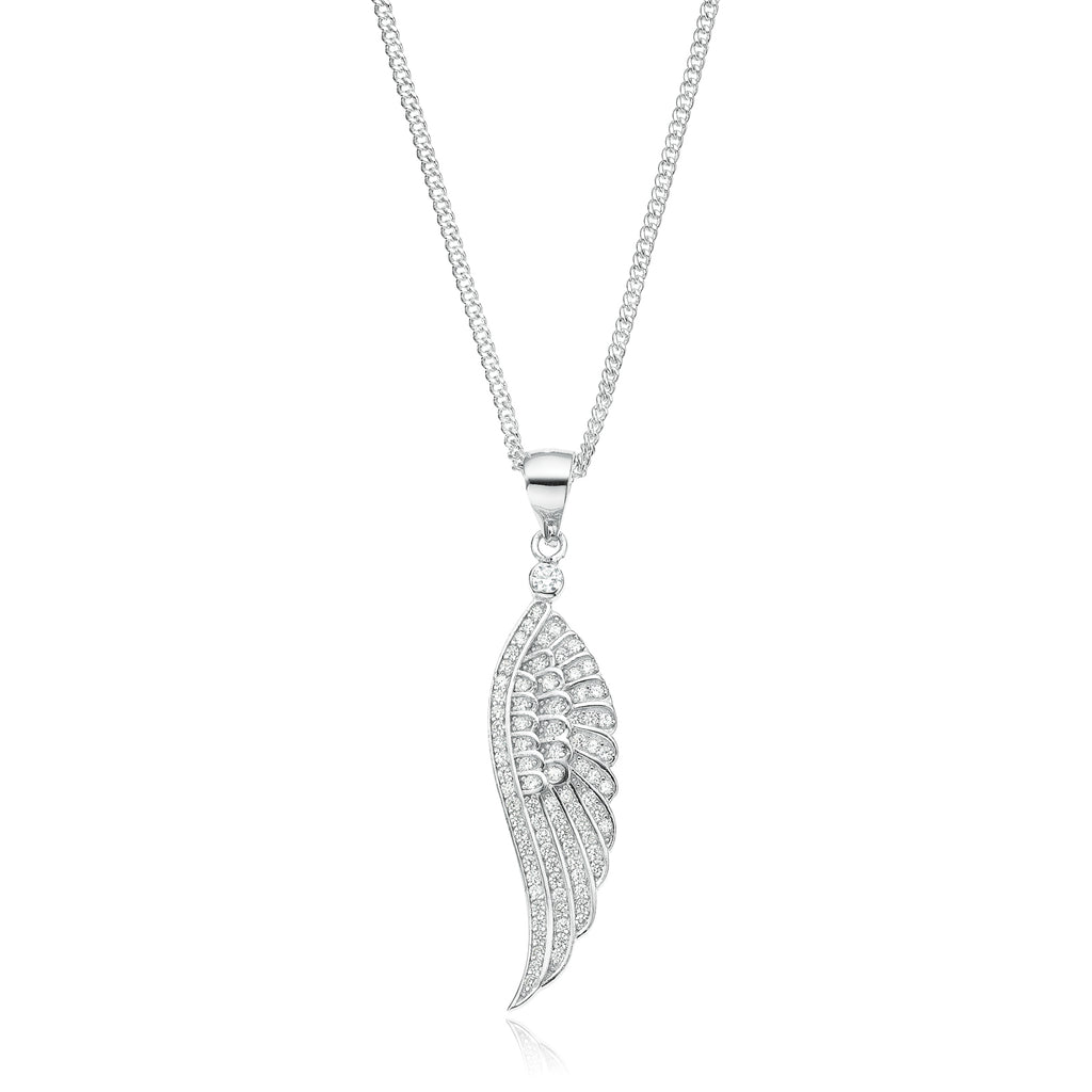 Sterling Silver 45cm Cubic Zirconia Angel Wing Necklace