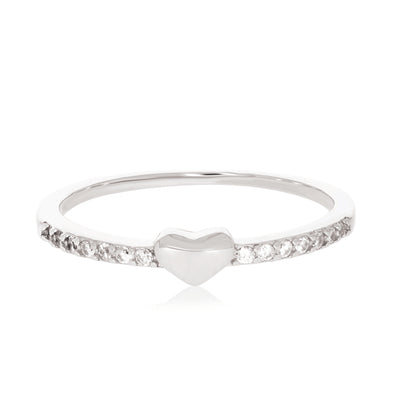 Sterling Silver Cubic Zirconia and Heart Stacker Ring