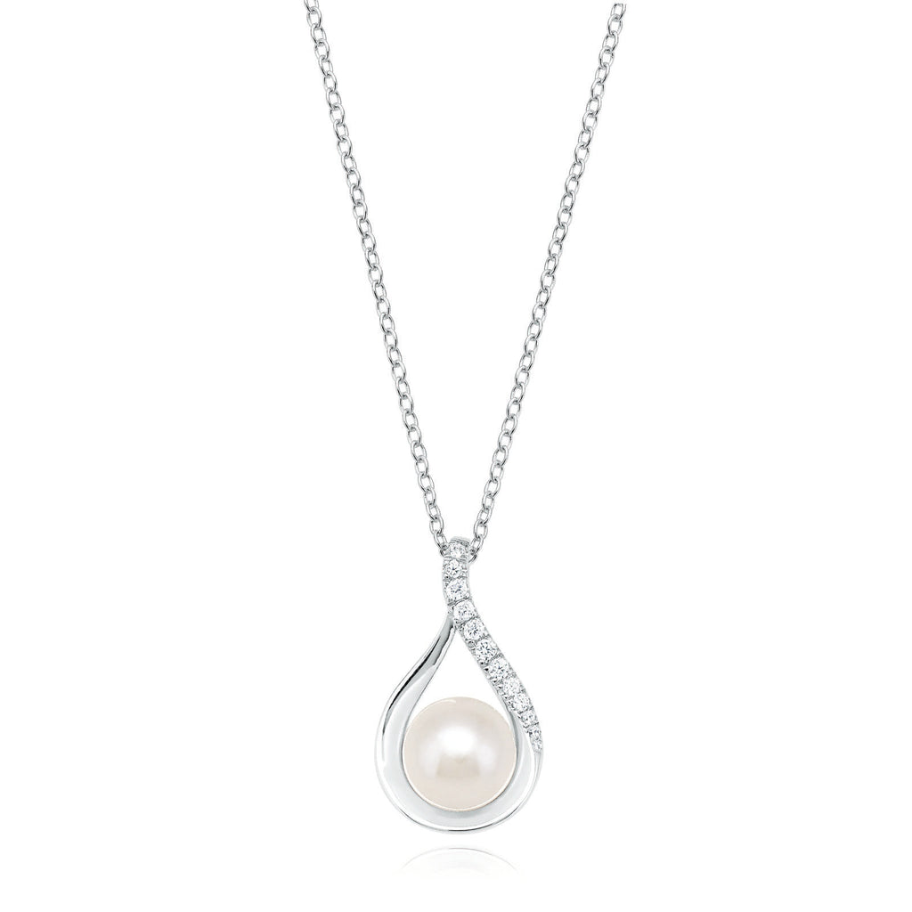Sterling Silver Freshwater Pearls and Cubic Zirconia Pendant