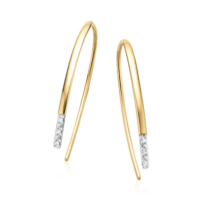 9ct Yellow Gold & Diamond Set Pull Through Threader Earrings
