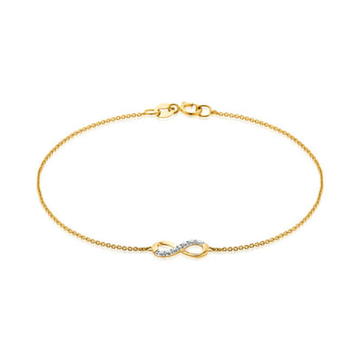 9ct Yellow Gold & Diamond Set Infinity Bracelet