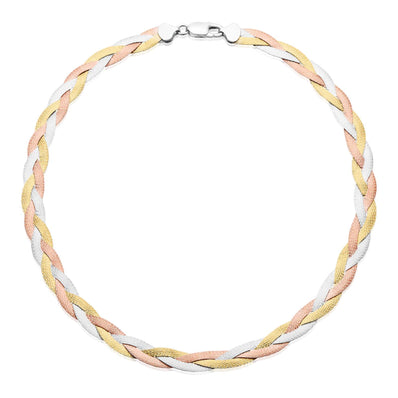 Sterling Silver & Yellow Gold Plated 45cm Herringbone Necklace