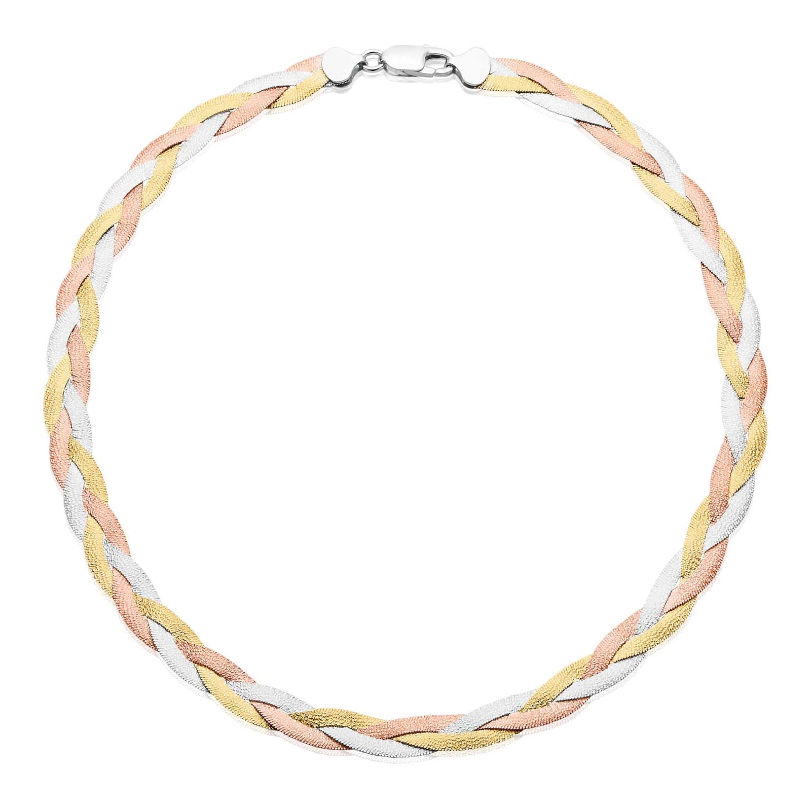 Sterling Silver & Yellow Gold Plated 45cm Herringbone Necklace