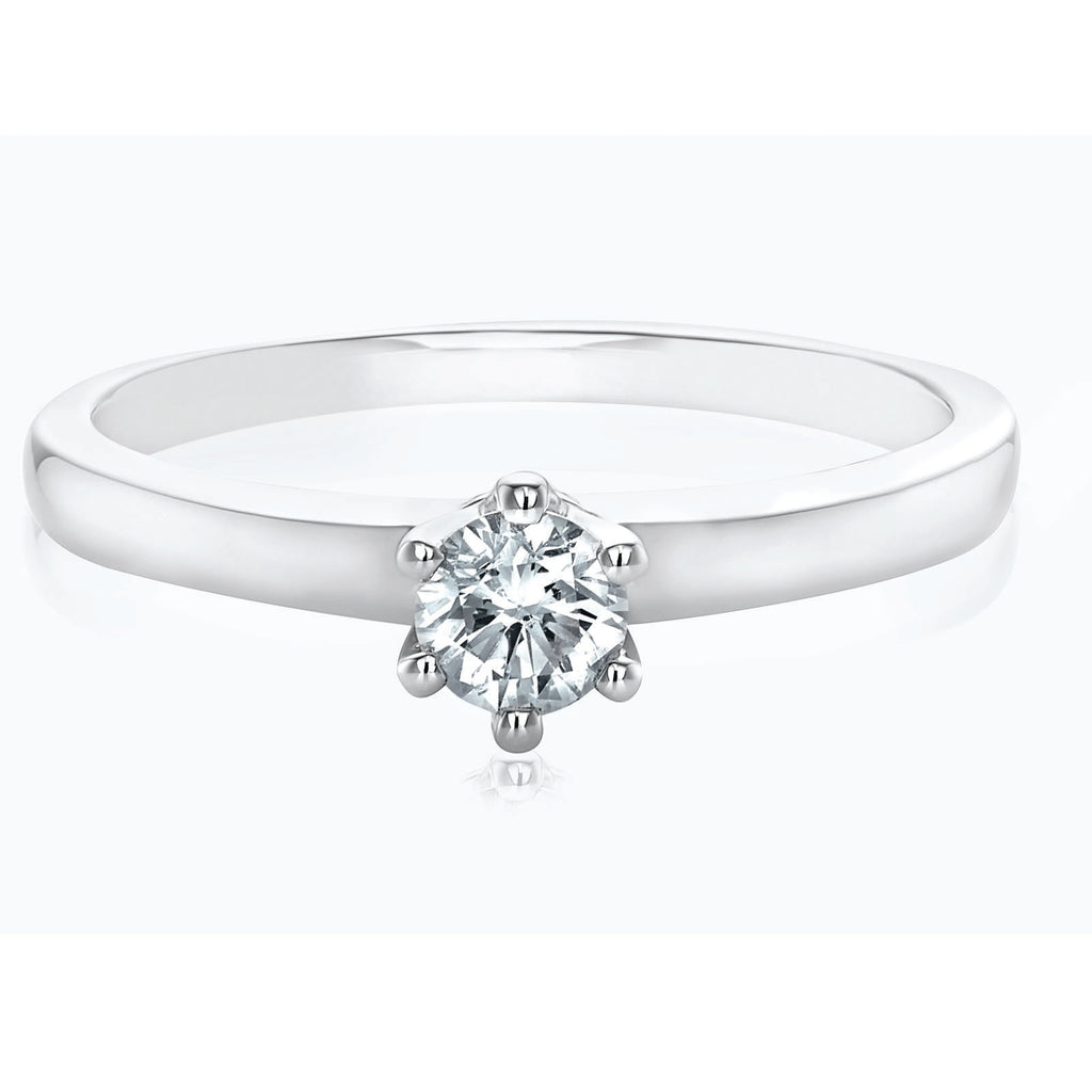 Solitaire 18ct White Gold Round Brilliant Cut with 1/3 CARAT of Diamonds Ring