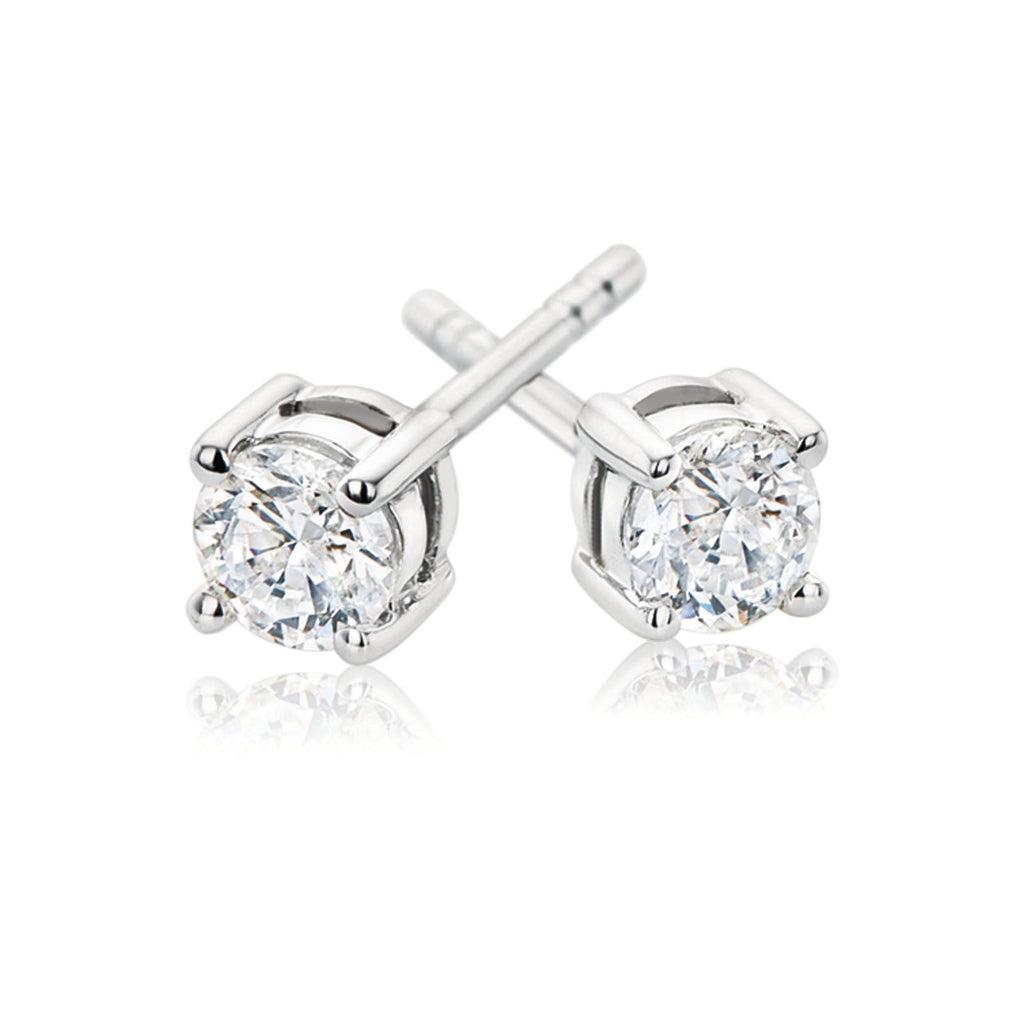 Solitaire 18ct White Gold Round Brilliant Cut with 1/2 Carat tw of Diamonds Studs