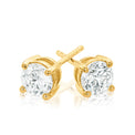 Solitaire 18ct Yellow Gold Round Brilliant Cut with 1 CARAT tw of Diamonds Stud Earrings