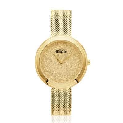 Eclipse Gold Tone Mesh Band 30WR Glitter Dial Watch