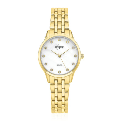 Eclipse Gold Tone Mother of Pearl Crystal Dial  Watch
