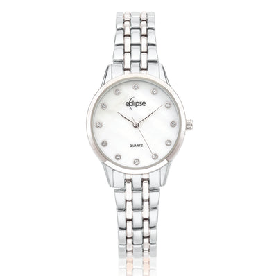 Eclipse Silver Tone Mother of Pearl Dial 30WR 3 Hand Watch