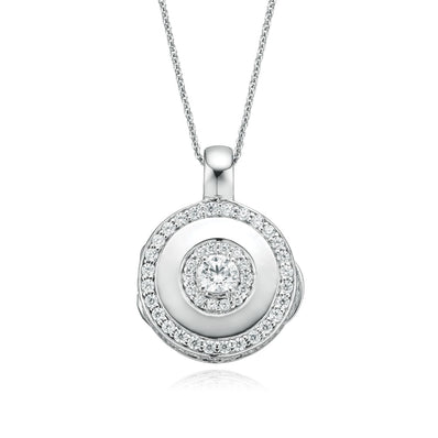 Sterling Silver Cubic Zirconia Polished Round Locket Pendant