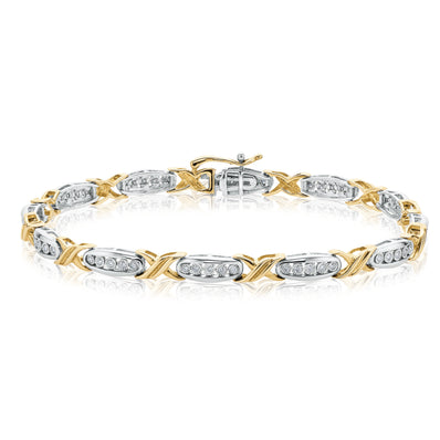 9ct Two Tone Gold Round Brilliant Cut with 0.30 CARAT tw of Diamonds Bracelet