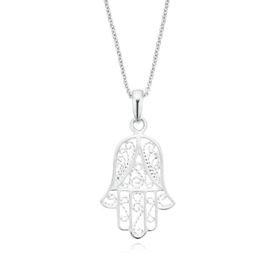 Sterling Silver Hand Of Fatima Pendant