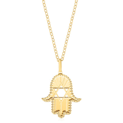 9ct Yellow Gold Hand of Fatima Pendant