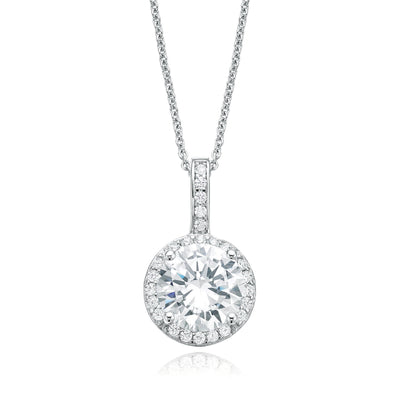 Sterling Silver Cubic Zirconia Halo Pendant