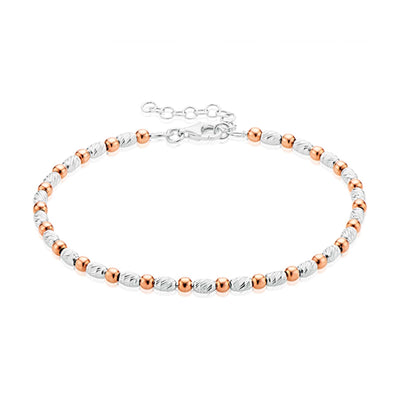 Sterling Silver & Rose Gold Plated 18-21cm Bracelet