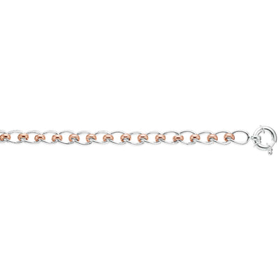 Sterling Silver & Rose Gold Plated 19cm Belcher Bracelet