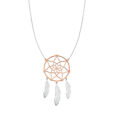 Sterling Silver & Rose Gold Plated 65-70cm Dream Catcher Necklace