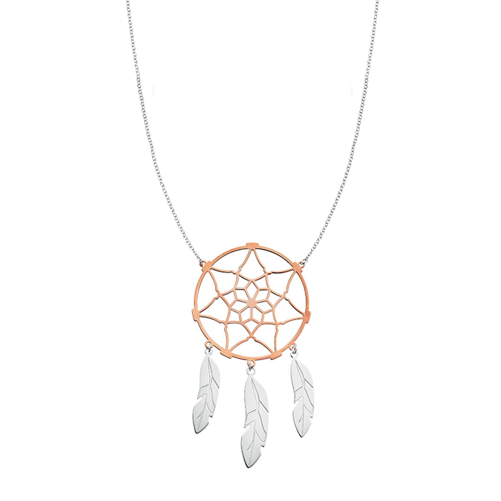 Sterling Silver & Rose Gold Plated 65-70cm Dream Catcher Necklace