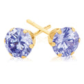 9ct Yellow Gold Dark Blue Cubic Zirconia Claw set  Stud Earrings