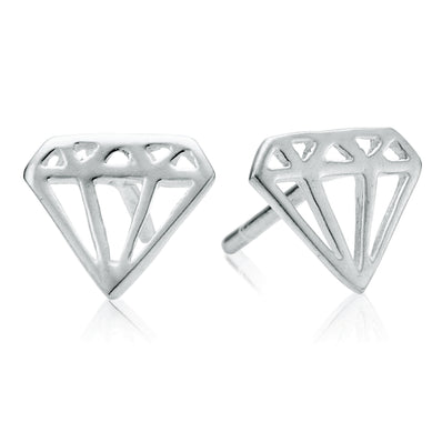 Sterling Silver Diamond Stud Earrings