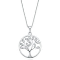 Sterling Silver Cubic Zirconia Tree of Life Disc Pendant