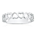 Sterling Silver Linked Hearts Ring