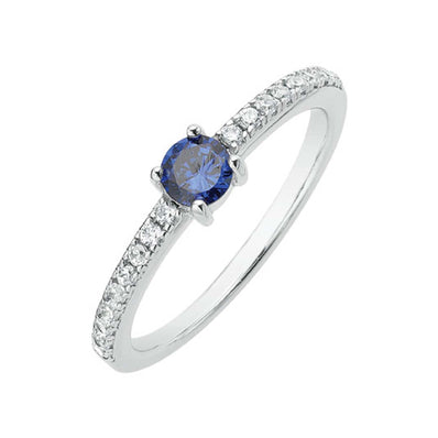 Sterling Silver with Blue Cubic Zirconia Stacker Ring