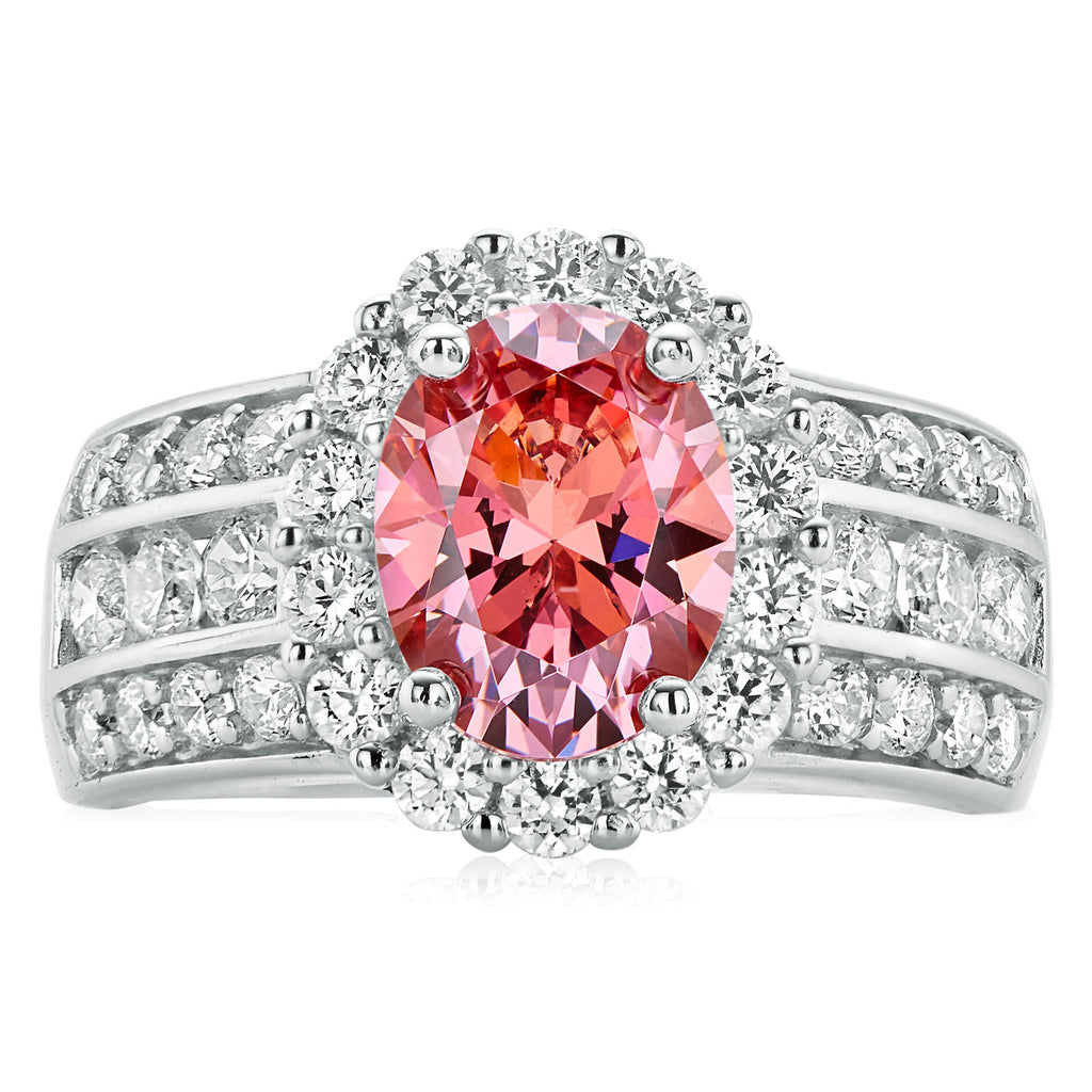 KISS Sterling Silver Oval Round Brilliant Cut Cubic Zirconia