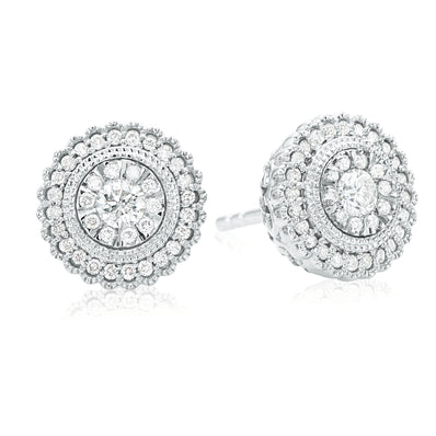 Paris 14ct White Gold Round Brilliant Cut with 1/3 CARAT tw of Diamonds Stud Earrings