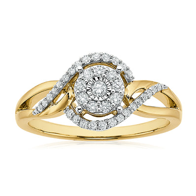 London 9ct Yellow Gold Round Brilliant Cut with 1/4 CARAT tw of Diamonds Ring