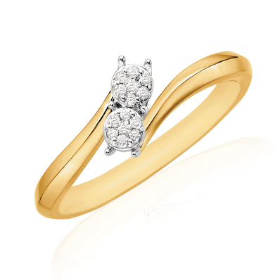 Tango 9ct Yellow Gold Round Brilliant Cut with 0.07 CARAT tw of Diamonds Ring