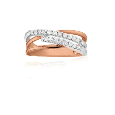 9ct Rose & White Gold Round Brilliant Cut with 1/4 CARAT tw of Diamonds Ring