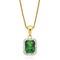 9ct Yellow Gold Emerald & Round Brilliant Cut Created Emerald & Diamond Set Pendant