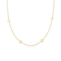 9ct Yellow Gold 40-45cm Adjustable Heart Station Necklace