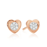 9ct Rose Gold & Diamond Set Heart Stud Earrings