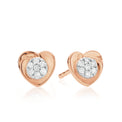 9ct Rose Gold & Diamond Set Heart Stud Earrings